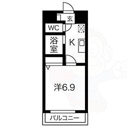 Prima 1階1Kの間取り
