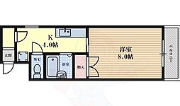 CASA　GRAZIA 3階1Kの間取り