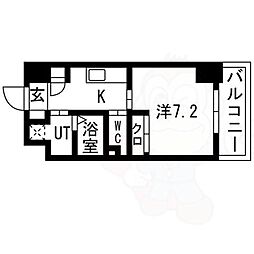 名古屋市営桜通線 名古屋駅 徒歩7分の賃貸マンション 4階1Kの間取り