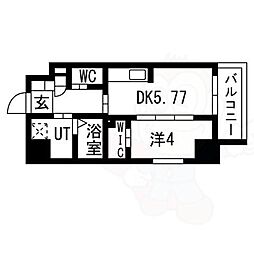 名古屋市営桜通線 名古屋駅 徒歩7分の賃貸マンション 4階1DKの間取り