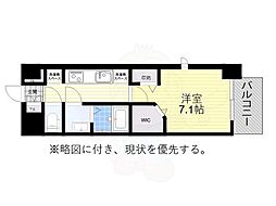 パルティール八田 5階1Kの間取り