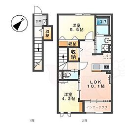 ダイアンサス3 2階2LDKの間取り