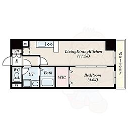 フォレシティ新栄 2階1LDKの間取り