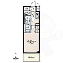 S-RESIDENCE名駅North2 2階1Kの間取り
