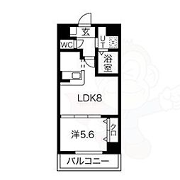 アイン橘 6階1LDKの間取り