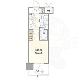 エスリード葵 広小路通 6階1Kの間取り