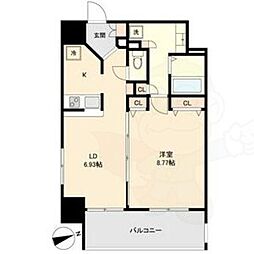 マリオン城西 1LDKの間取図画像