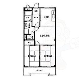 ベルシェ幸 3DKの間取図画像