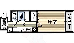 CREA花の木 1Kの間取図画像
