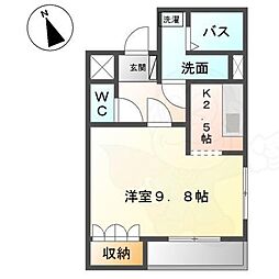 シェルル万場 1Kの間取図画像