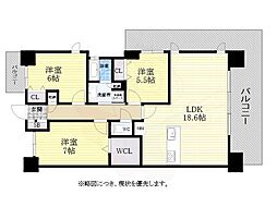 ユニーブル一宮ミッドイースト 3LDKの間取図画像