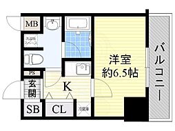 レジディア高岳 1Kの間取図画像