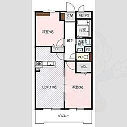 ボヌールレジデンス 2LDKの間取図画像