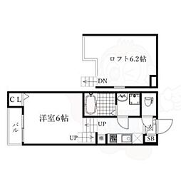 ハミングライフ栄生 1Kの間取図画像