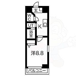 サンパティーク東片端 1Kの間取図画像