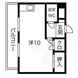 プレアール名古屋日比野 ワンルームの間取図画像