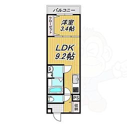 LECOCON 一宮IX 1LDKの間取図画像