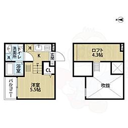 プランドールN ワンルームの間取図画像