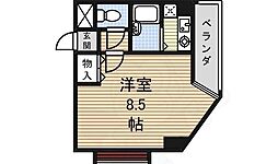 アストリー赤城 1Kの間取図画像