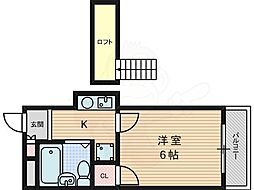 レジデンス紅 1Kの間取図画像