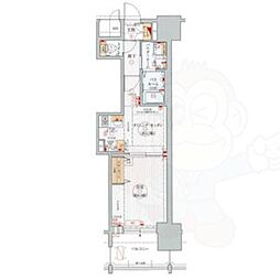 エステムプラザ名古屋駅前プライムタワー 1DKの間取図画像