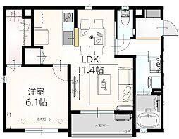 シエルコート上福岡 1LDKの間取図画像