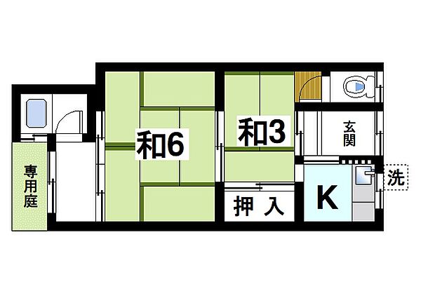 六条七番住宅 ｜奈良県奈良市六条1丁目(賃貸テラスハウス2K・1階・26.40㎡)の写真 その2
