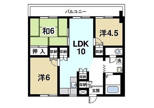 奈良県天理市田井庄町(賃貸マンション3LDK・2階・64.80㎡)の写真 その2