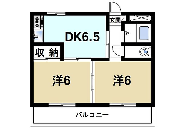 奈良県奈良市法蓮町(賃貸アパート2DK・2階・36.60㎡)の写真 その2