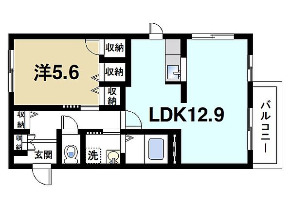 ウッドバレーA ｜奈良県生駒市東生駒1丁目(賃貸アパート1LDK・1階・45.00㎡)の写真 その2