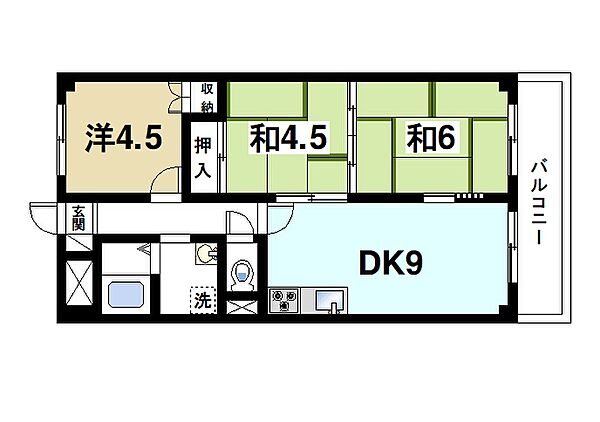 奈良県奈良市大宮町3丁目(賃貸マンション3DK・7階・52.38㎡)の写真 その2