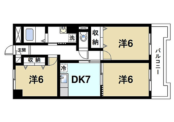 画像2:ファミリー向けの3DKのお部屋です♪