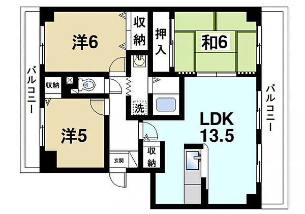 画像2:3LDKの間取りです