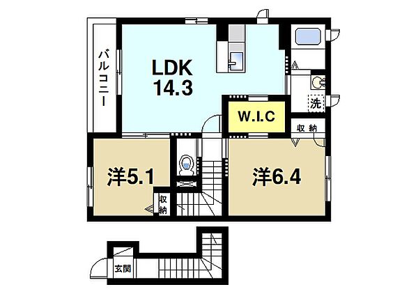 京都府木津川市梅美台2丁目(賃貸アパート2LDK・2階・62.20㎡)の写真 その2