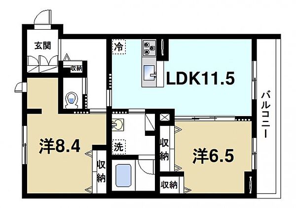 シャーメゾン　カーネリアン ｜奈良県奈良市四条大路4丁目(賃貸マンション2LDK・3階・63.73㎡)の写真 その2