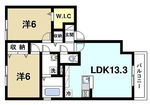 リ・ポワソン ｜奈良県大和郡山市柳町(賃貸アパート2LDK・2階・60.60㎡)の写真 その2