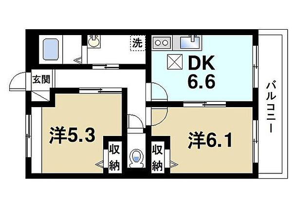 奈良県天理市櫟本町(賃貸マンション2DK・1階・44.96㎡)の写真 その2