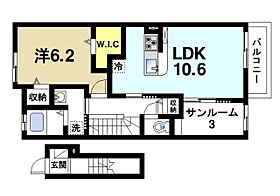 アルカンシエル・ベルII  ｜ 奈良県生駒市壱分町（賃貸アパート1LDK・2階・51.64㎡） その2