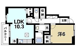 グランド　ソレイユ 1階1LDKの間取り