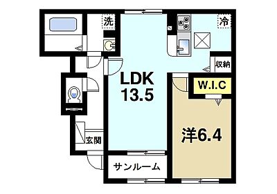 間取り：ゆったりと暮らせる1LDKの間取りです。