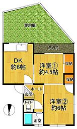 HS紀ノ川 2DKの間取図画像