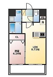 福岡市地下鉄空港線 東比恵駅 徒歩16分の賃貸マンション 8階1LDKの間取り