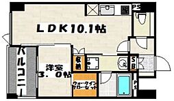 エトゥール博多駅北 11階1LDKの間取り