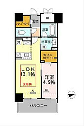 ウェルブライト博多ステーション 12階1LDKの間取り