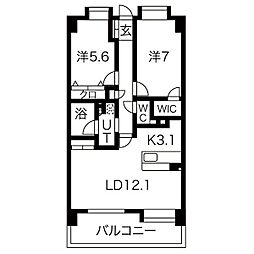 アプリークス百道浜 2LDKの間取図画像