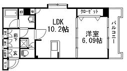 リベラいわき 1LDKの間取図画像