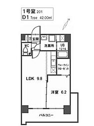 トラント・ドゥハカタ 1LDKの間取図画像