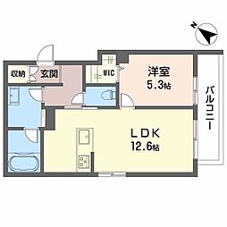 シャーメゾンマーレ竹下 1LDKの間取図画像
