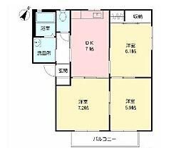 メゾングリシーヌA 3DKの間取図画像