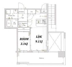 ラファセルフィーナ天神 1LDKの間取図画像